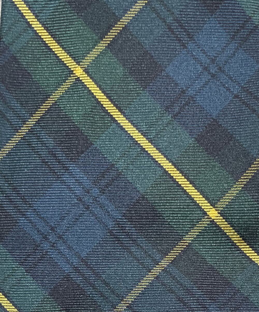 Abercrombie & Fitch Gordon Tartan Plaid Silk Tie Navy Blue Green Yellow
